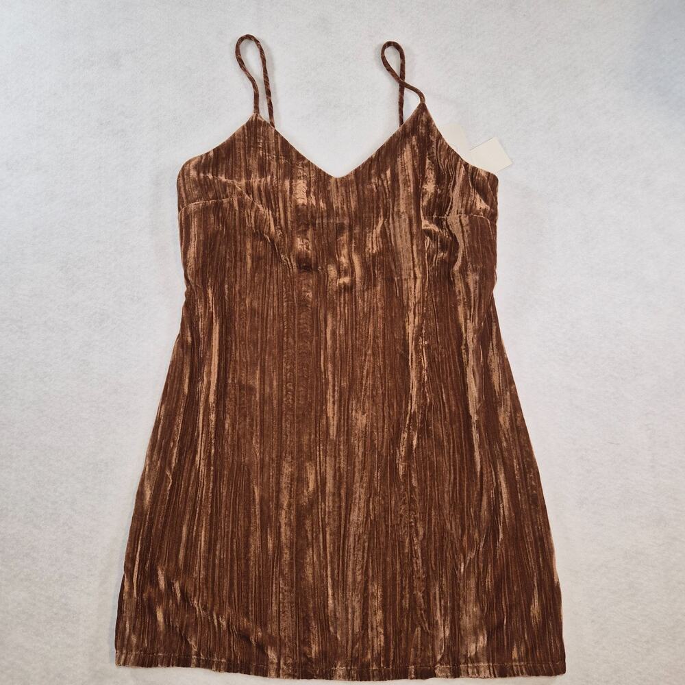 NWT Elodie Velvet Sleevless Mini Dress Clay Brown V-Neck Size Medium Juniors - Picture 4 of 12